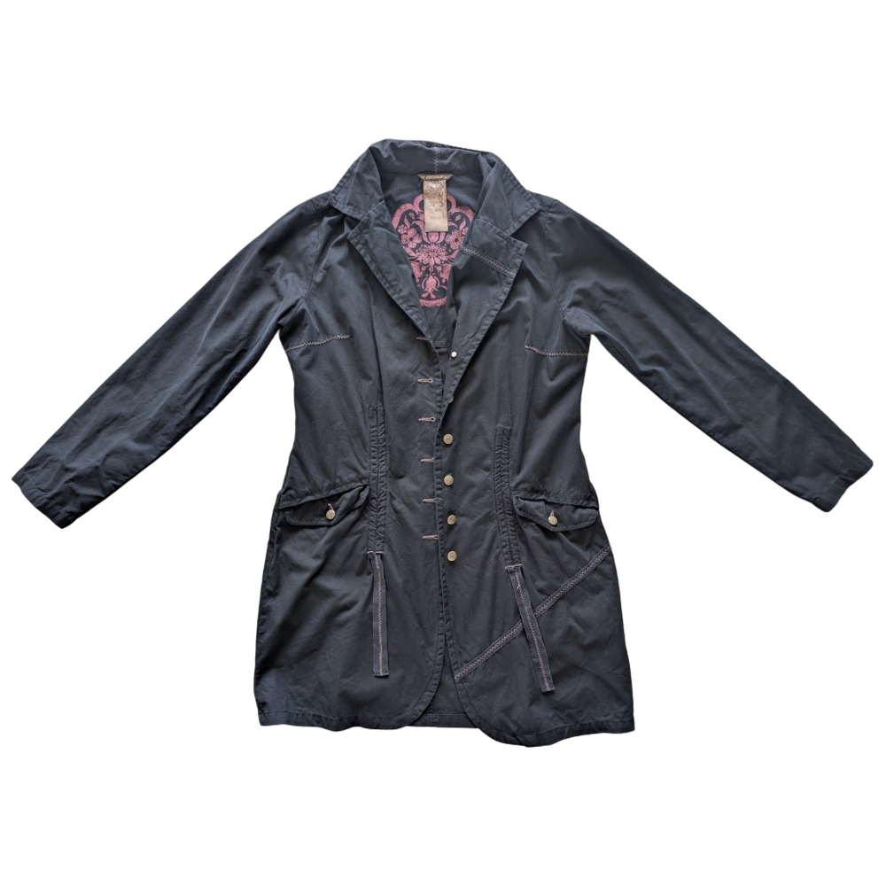 Vintage Groggy Women's Extra Large Black Boho Hippe Button Up Coat - Picture 2 of 5